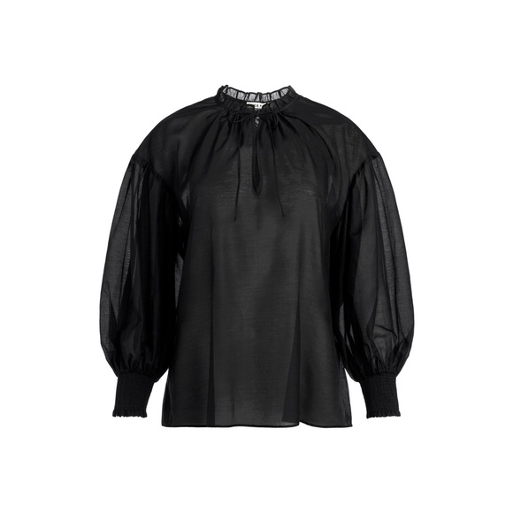 New! ALICE + OLIVIA Julius Voluminous Oversized Silk Blend Peasant Blouse - Picture 2 of 14